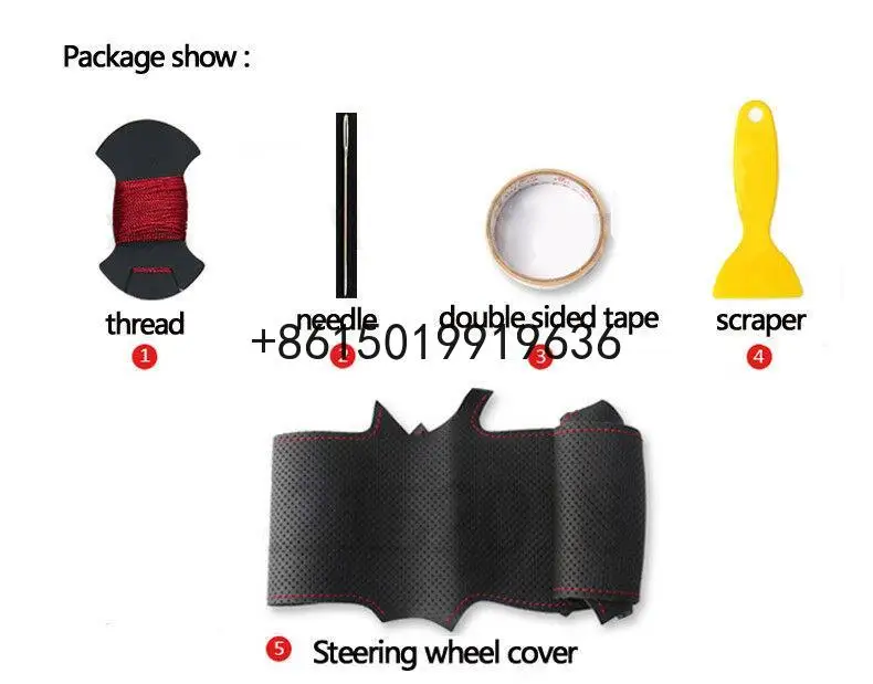 

Custom Made DIY Anti Slip White Leather Black Suede Car Steering Wheel Cover for VOLKSWAGEN Golf Tiguan Passat CC