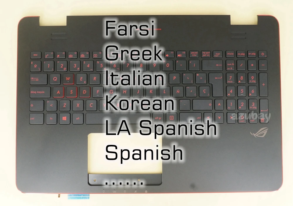 Farsi Greek Italian Korean LA Spanish Keyboard Palmrest Case For ASUS GL551 GL551JK GL551JM GL551JW GL551JX GL551vw Red Backlit