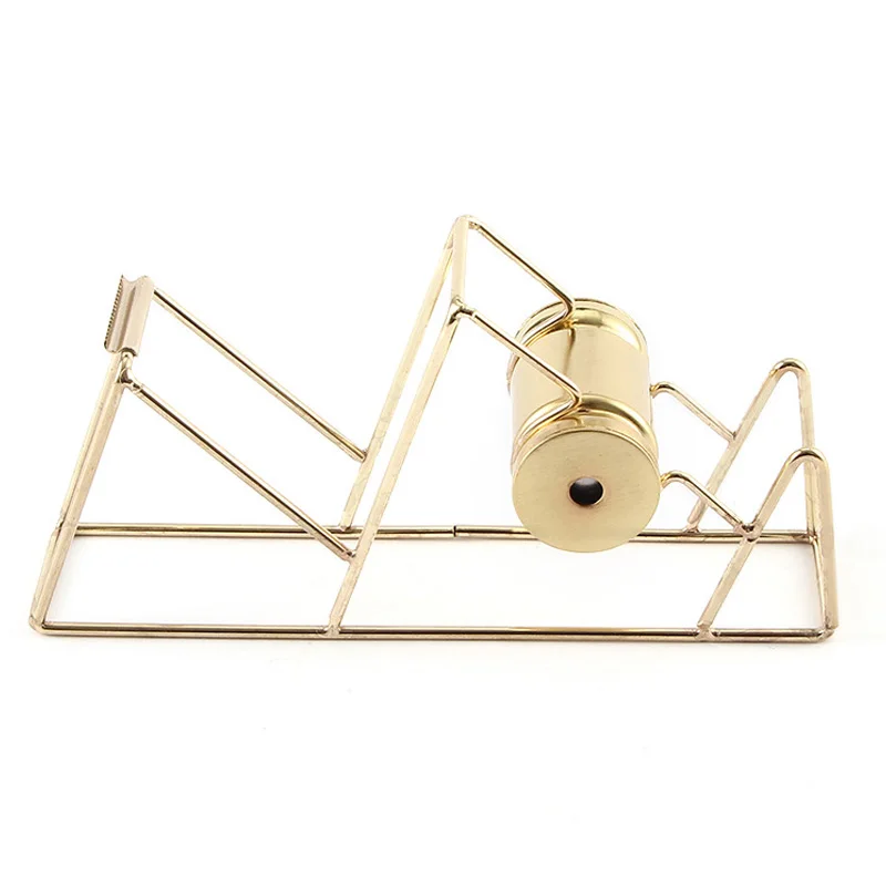 Desktop Tape Dispenser Wire Metal Beautiful Desk Accessory Classically Designed for the Office or Home (Gold L) |