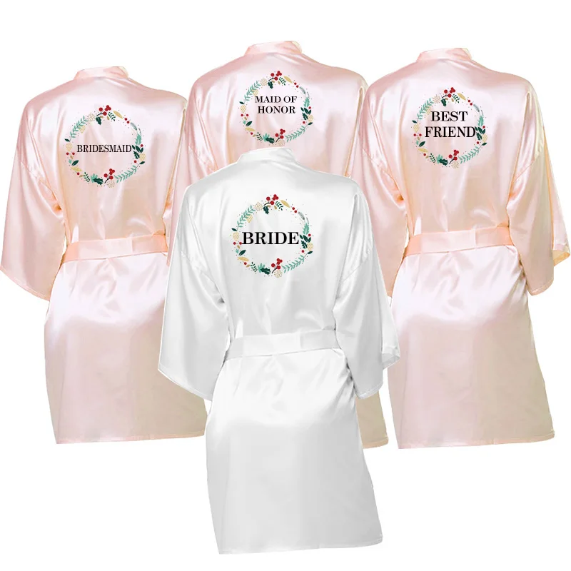 Свадебный Атласный халат персонализированный венок пижама свадебные подарки