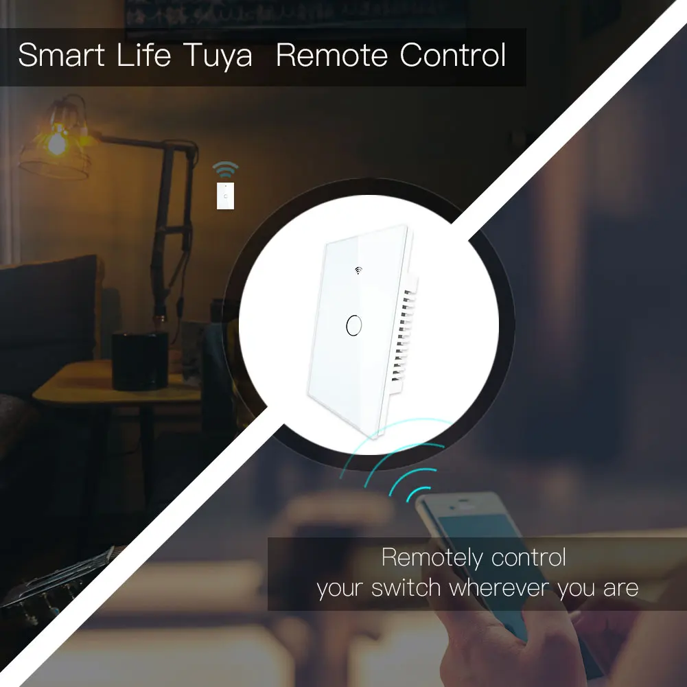 Умный настенный выключатель света Wi-Fi стеклянная панель RF433 Smart Life Tuya APP