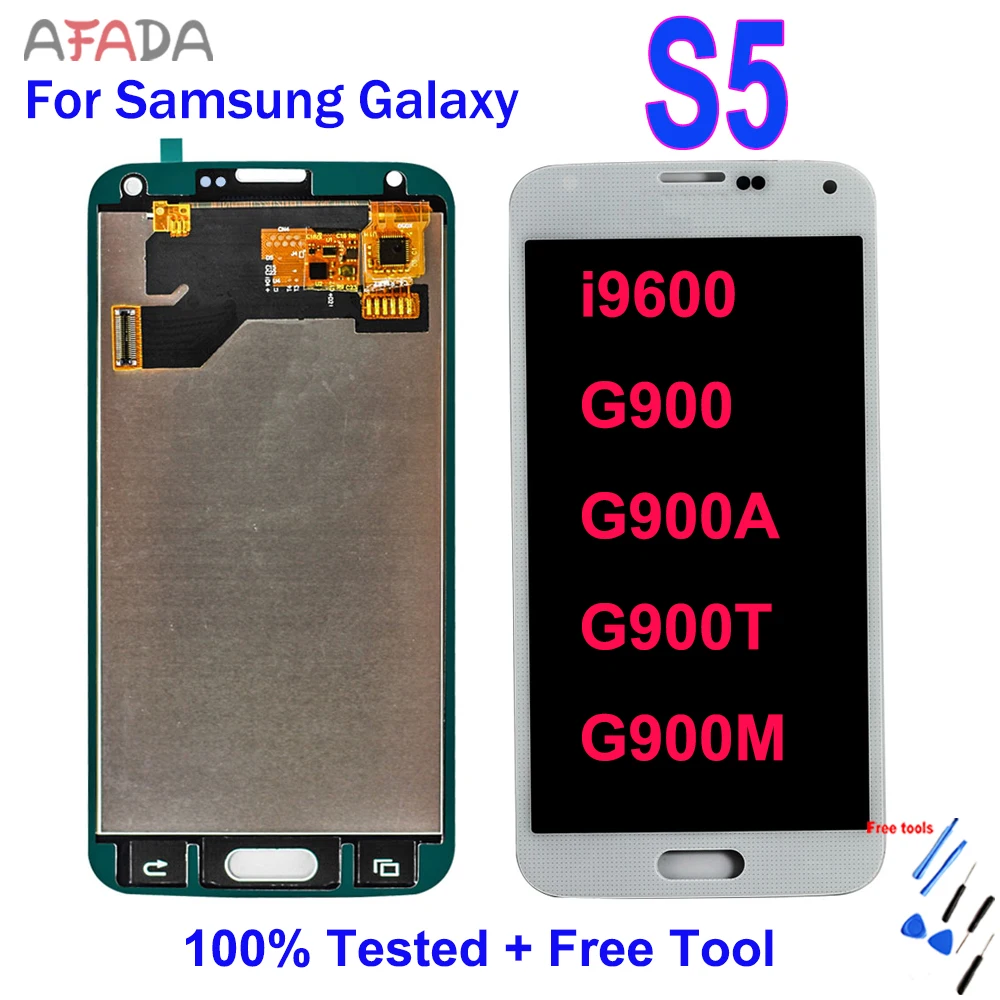 Pantalla LCD para Samsung Galaxy S5 G900A G900T G900M, montaje de digitalizador con pantalla t&aacute;ctil G900 i9600, 5 unidades-0