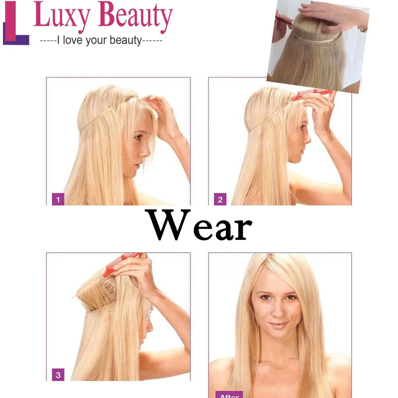 LuxyBeauty, прямые накладные волосы на застежке, 1", 18", 2", Remy, человеческие волосы, машина, сделано, уток, рыбная линия, волосы, регулируемые