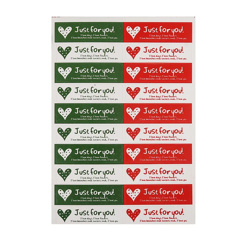 

LBSISI Life 200pcs Just For You Seal Stickers For Baby Show DIY Handmade Party Decoration Stationery Labels Supplies Green Red
