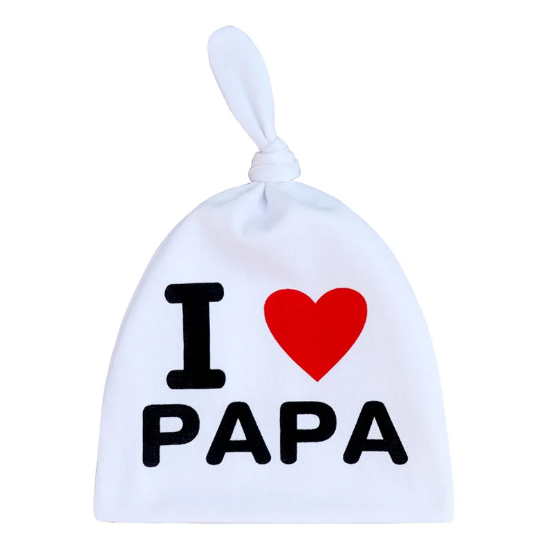 Осенне-зимняя Брендовая детская шапка I Love Papa для девочек и мальчиков хлопковая