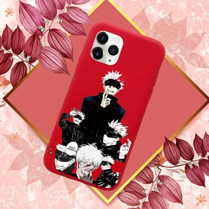 

Jujutsu Kaisen Anime Cartoon Phone Case Red Candy Color for iPhone 11 12 mini pro XS MAX 8 7 6 6S Plus X SE 2020 XR