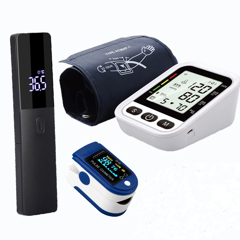 

Finger Pulse Oximeter Blood Pressure Monitor Arm Tonometer Sphgmomanometer Noncontact Digital Infrared Thermometer Health Care