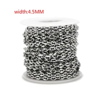 1meter 4 5mm width chic fashion coffee bean chains stainless steel daily link chain for diy jewelry craft making findings