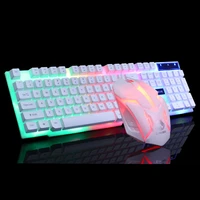usb wired gaming keyboard mouse set pc rainbow colorful led illuminated backlit gamer gaming mouse and keyboard kit home office