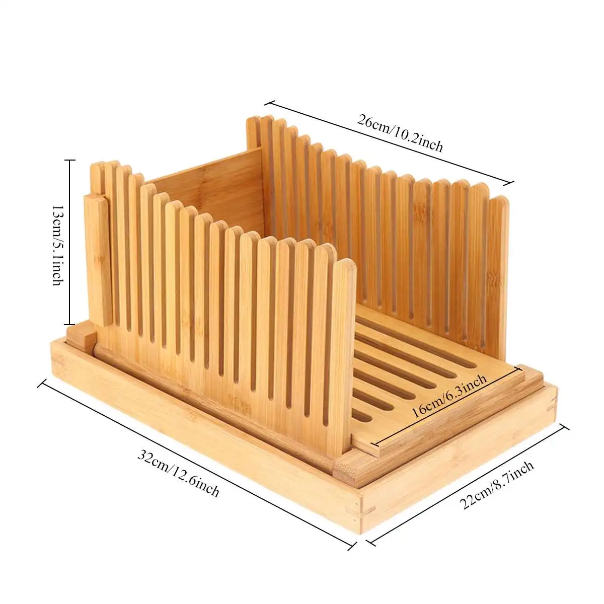 

Natural Bamboo Bread Slicer Loaf Cutting Guide Board Adjustable & Foldable Baking & Pastry Tools
