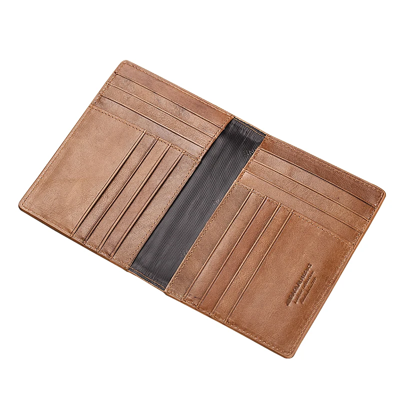 Ретро подлинная кожа мужской паспортный держатель большой вместимости многофункциональная карточка короткая тонкая узкая мужская авиабилетная кошелек на.