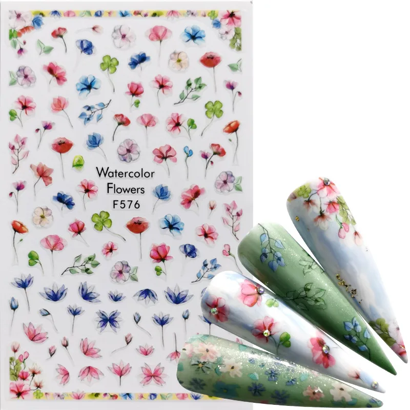 1 шт. микс зеленые листья наклейки для ногтей цветок животное Бабочка 3D клей