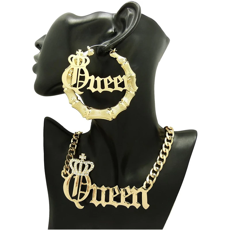 Модное женское настраиваемое имя королевы Ожерелье Сексуальные бамбуковые
