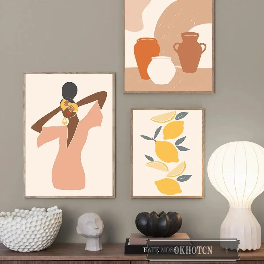 Картина на холсте с изображением Африканской женщины лимонного цвета