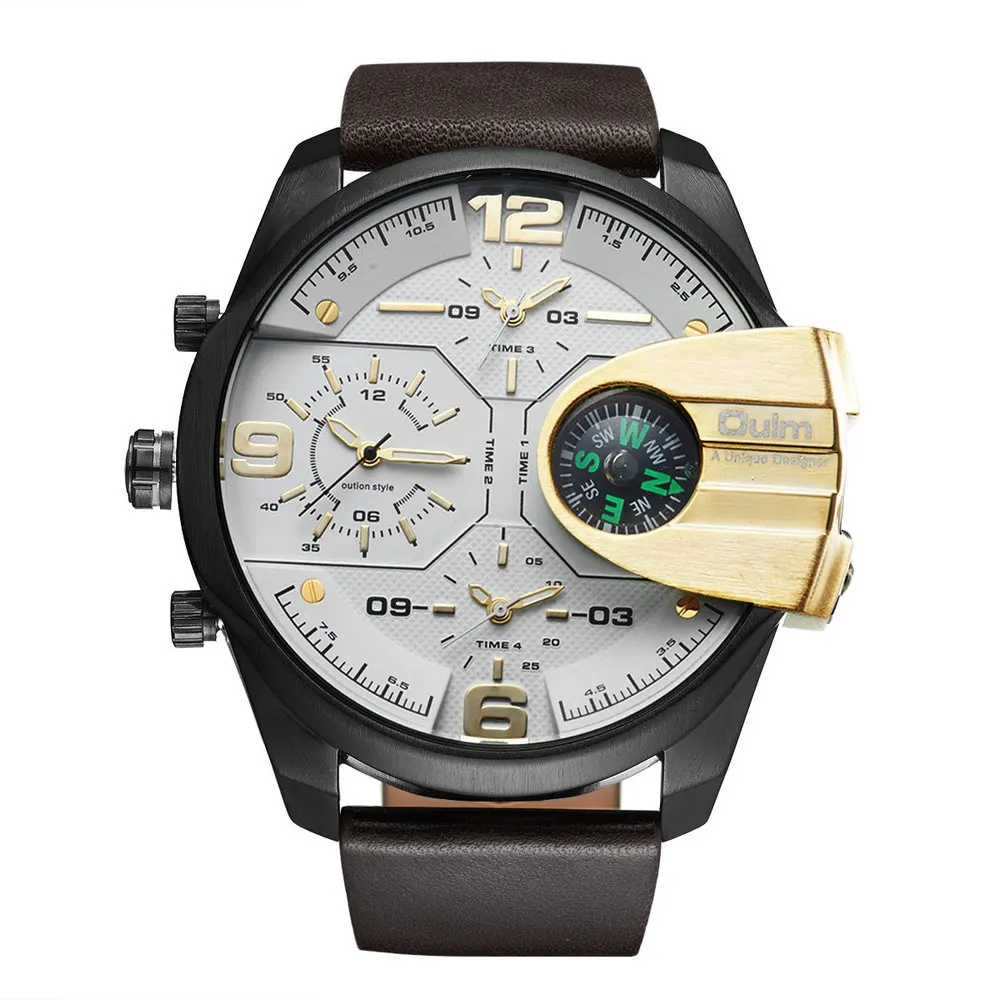 

Oulm3790 Fashion Men's Quartz Watch Three Movement Compass Water Men's Watch