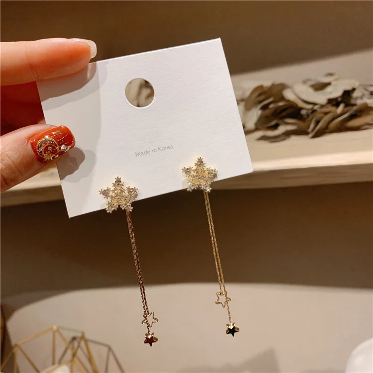 

Five-pointed star tassel earrings for women