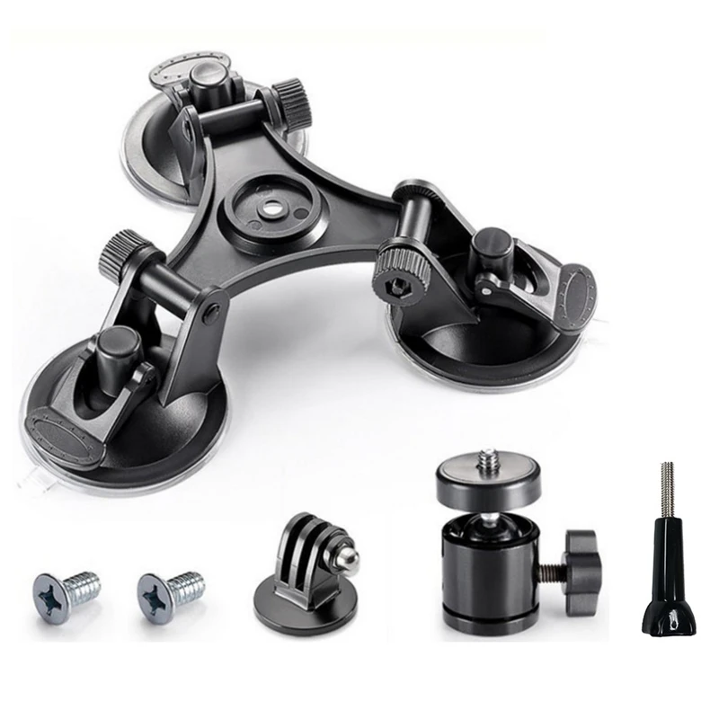 

Three-Suctions Cup Mount Tripod Auto Car DVR Holder DV GPS Action Camera Stand Bracket Phone Holder for GOPRO Hero 10 9 8 7 6 5