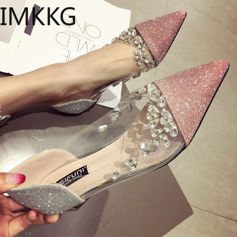 High Quality Women Flat Ballet Shoes Bling Crystal Pointed Toe Flats Elegant Lady shoes wedding | Обувь