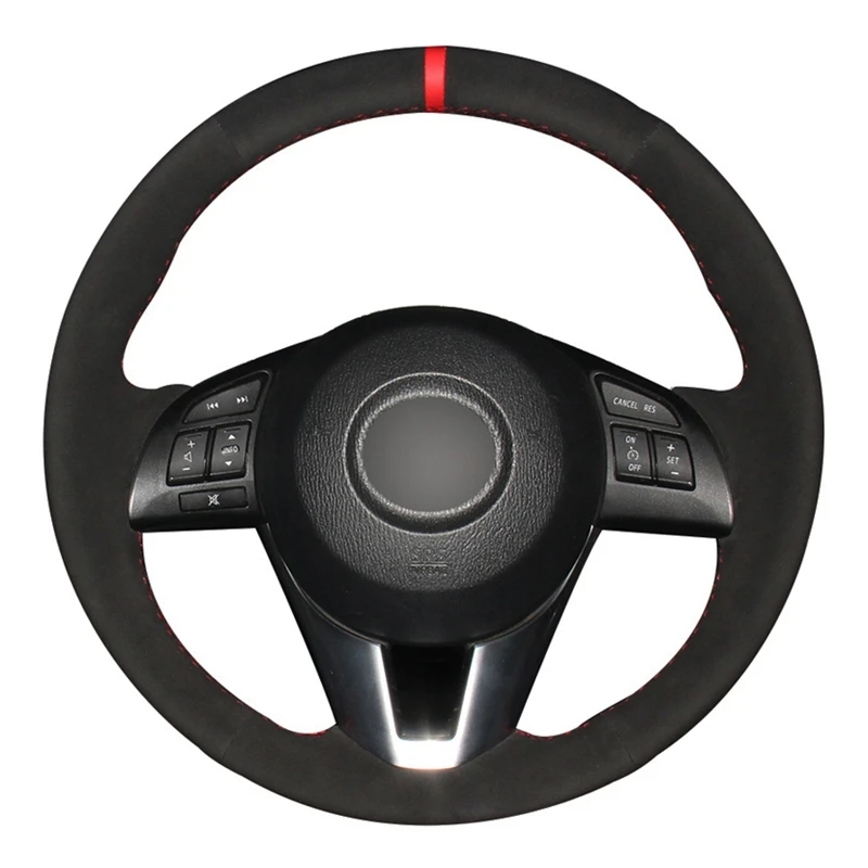 

Car Steering Wheel Cover Soft Black Genuine Leather Suede For Mazda 3 Axela Mazda 6 Atenza Mazda 2 CX-3 CX3 CX-5 CX5 Scion iA