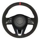Чехол рулевого колеса автомобиля Мягкий черного цвета из натуральной кожи и замши, для Mazda 3 Axela Mazda 6 Atenza Mazda 2 CX-3 CX3 CX-5 CX5 Scion iA
