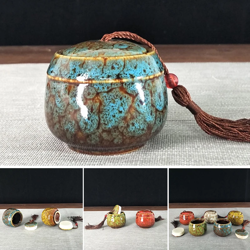 

1PC Storage Tank Teapot Aanned Pu'er Stoneware oolong Tea travel Tea Boxes Chinese Porcelain Ceramic Tea Caddy Coffee Canister