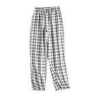 Мужские брюки из 100% хлопка, клетчатые трикотажные штаны для сна, одежда для сна, короткие пижамные штаны для пар, Мужские пижамные штаны