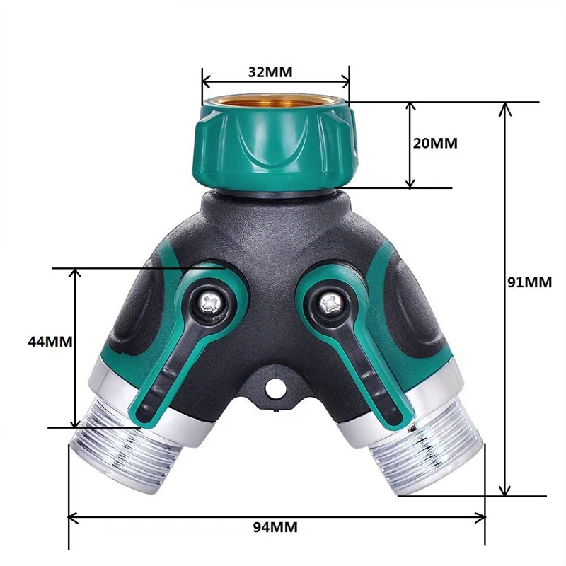 

Garden Hose Adapter Connector NPT3/4" Garden Hose Faucet Switch on / Off Valve Pipe Fittings 2 Way Y Shunt Adapter Agriculture