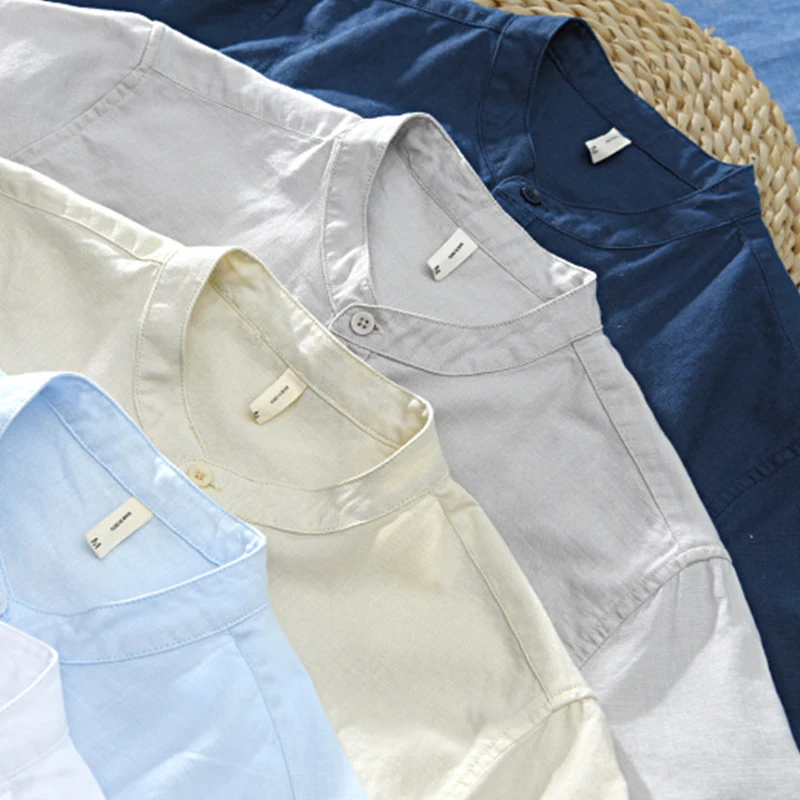 Helisopus летняя Новая Винтажная Мужская брендовая рубашка из хлопка и льна