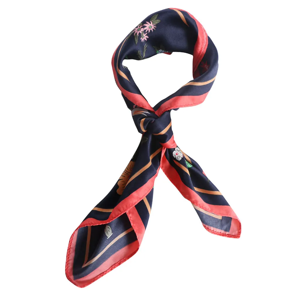 Модные женские носовые платки шарф весна лето полосатые шелковые квадратные