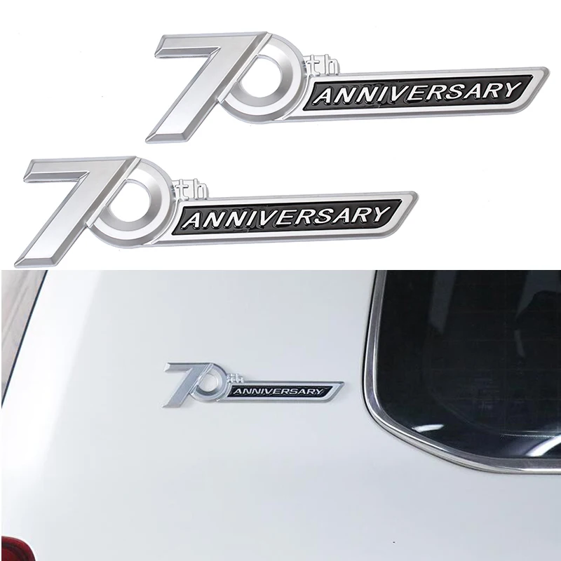 

For Toyota Land Cruiser LC300 LC200 FJ200 2016-2022 Side Emblem 70th Anniversary 3D Chrome Emblem Trunk Badge Sticker Trim 2pcs