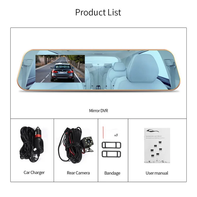 TOSPRA 4 дюйма Видеорегистраторы для автомобилей Камера Зеркало заднего вида