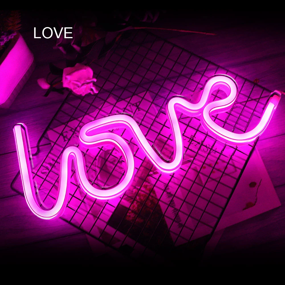 Love Светодиодный Светильник-ночник с зарядкой от аккумулятора usb светодиодный неоновый светильник с надписью «LOVE HEART», украшение для свадебной вечеринки, ночная лампа на День святого Валентина, подарок - Испускаемый цвет: Love
