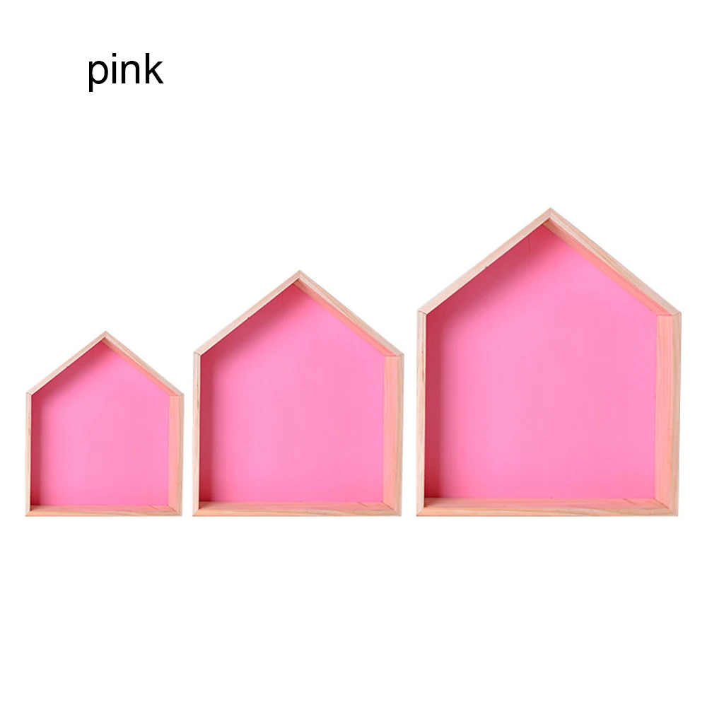 pink S M L Настенная деревянная полка для детской комнаты, украшения для детской комнаты, настенная деревянная полка для детей, настенная подвесная декоративная полка, держатель для хранения - Цвет: pink S M L