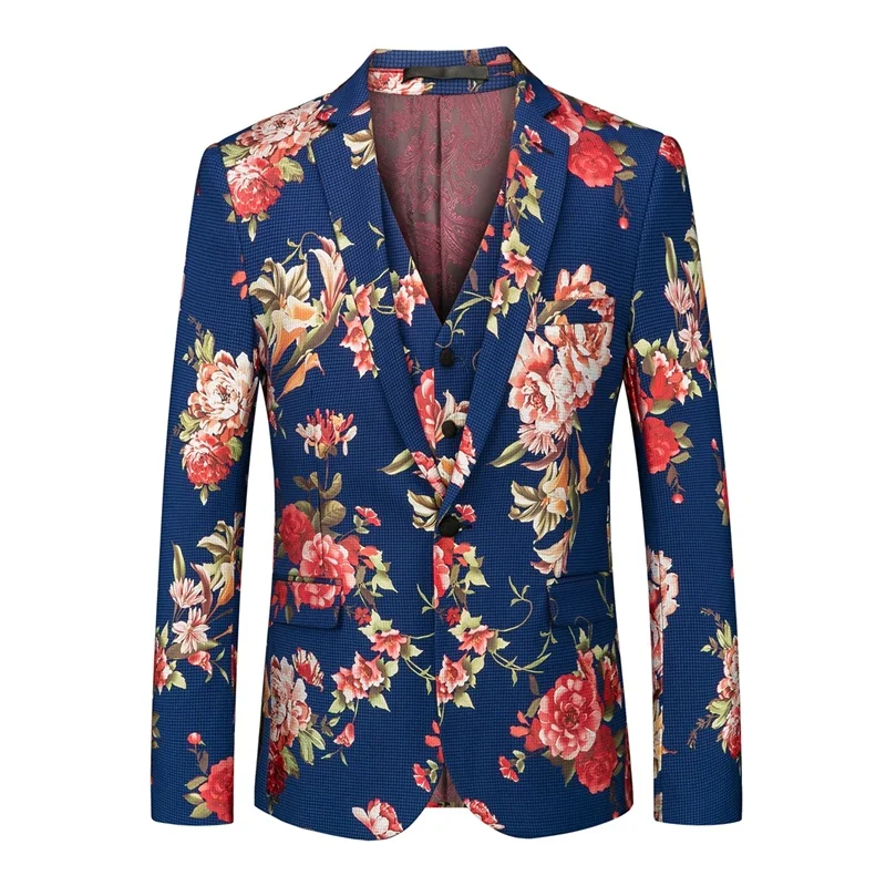 Мужской костюм с цветочным принтом YUNCLOS Свадебный и вечерние костюмы из 3