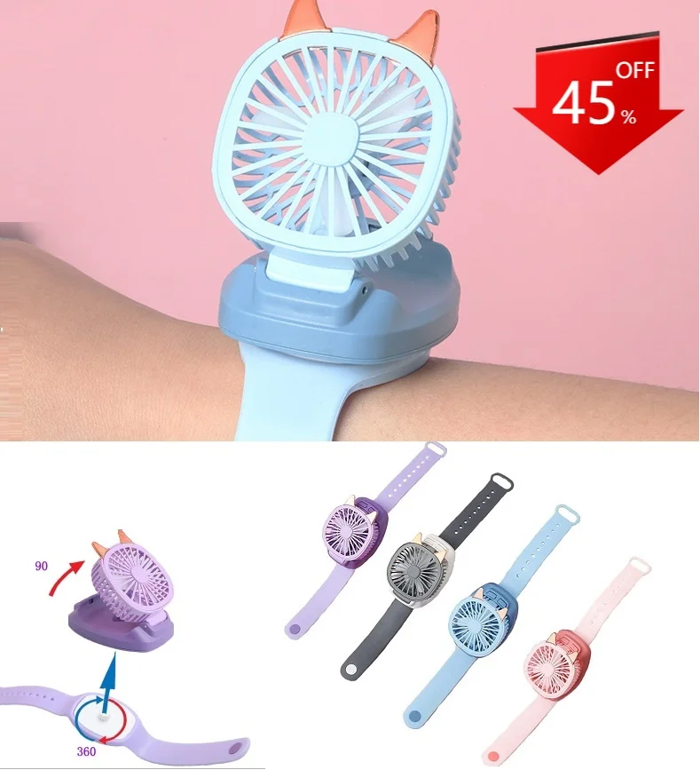 

Мини-часы наручные портативные с вентилятором, портативный вращающийся USB-вентилятор охлаждения, съемный персональный игрушечный Настольн...