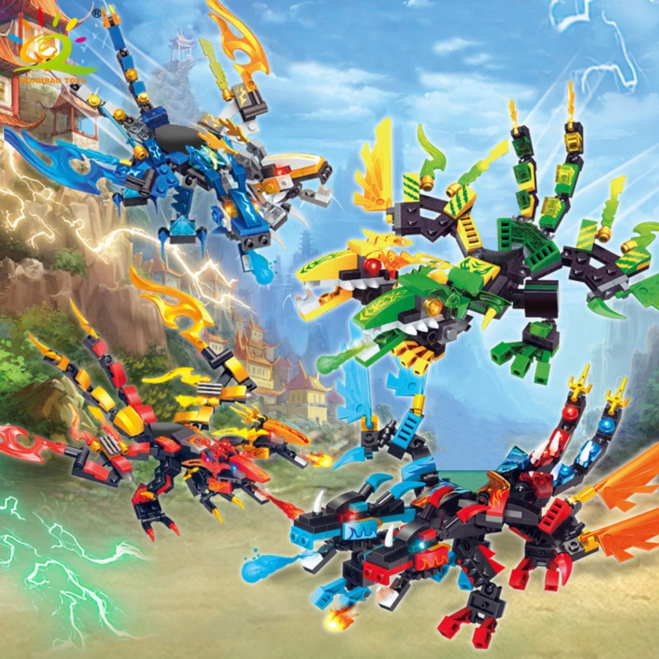 HUIQIBAO 770 + шт серии ниндзя Jakiro Dargon строительные блоки Doublecross Ninja фигурки развивающие