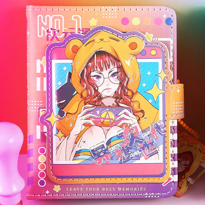 

Cute two-dimensional Notebook Magnetic Color Inner Page Notebook Pink Beautiful Creative Journaling Stationery Cute Gift