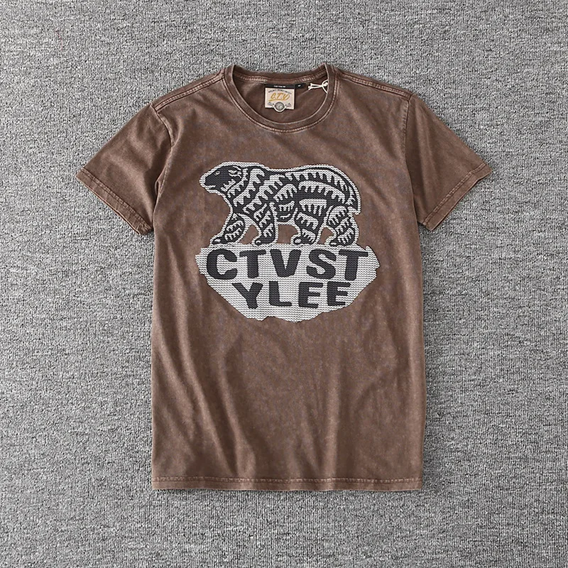 Мужская хлопковая футболка с коротким рукавом круглым вырезом и принтом|Мужские