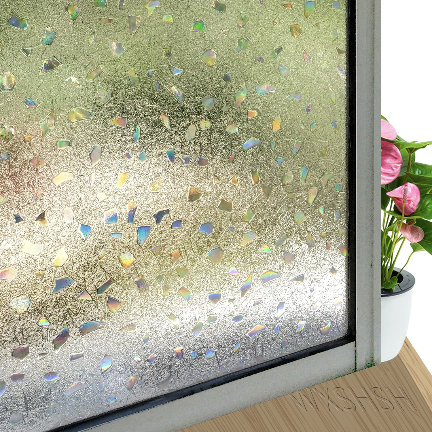 

Privacy Window Film Stained Static Cling Door Film Anti-UV Window Blind for Home Office Living Room Window Sticker