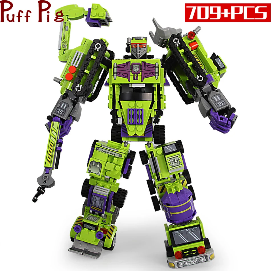 

UKBOO 709 шт. 6IN1 Deformationed мех робот с принтом трансформера-автобота Набор строительных блоков городской автомобиль кирпичи строительные игрушки ...