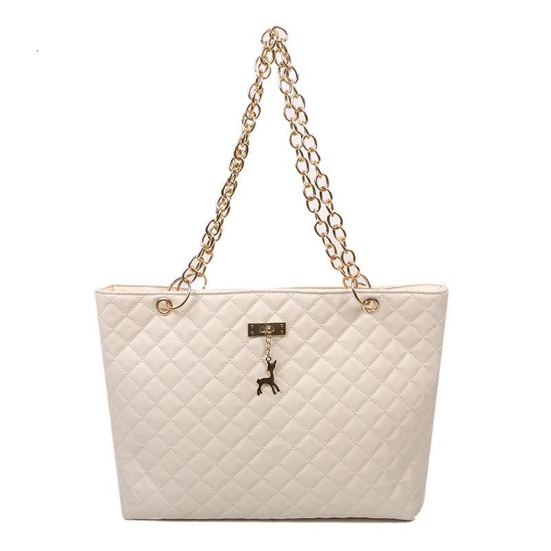 

Lingge Tote High Quality Large Capacity Chain Shoulder Bag for Women Fashion New Casual Ladies Shopping Handbag Elk Ornaments