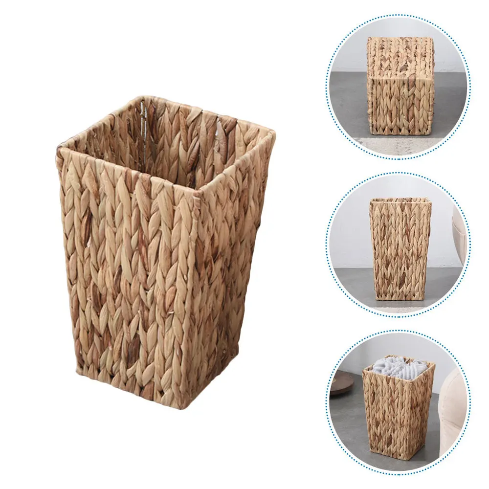 

1Pc Woven Storage Basket Practical Rattan Flower Basket Stationery Storage Box
