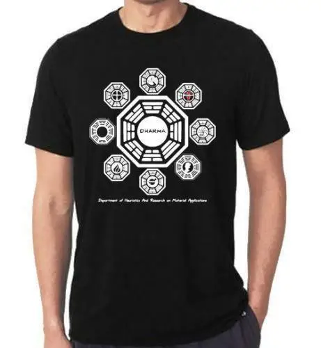 black 3 Dharma initive Lost, новая футболка, серия океанических Ретро, классные, новые футболки G, Забавные топы, футболки, новые унисекс, Забавные топы - Цвет: black 3