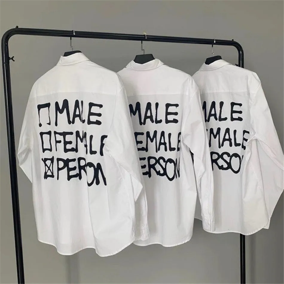 

Oversize Vetements Shirts 2021 Men Women No Person Logo Vetements Shirt Pocket V-shaped embroidery VTM Blouse VTM Long Sleeve