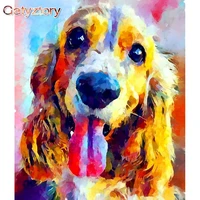 gatyztory colorful dog animal painting by numbers kits for kids handmade diy gift 40x50 framed modern home living room craft