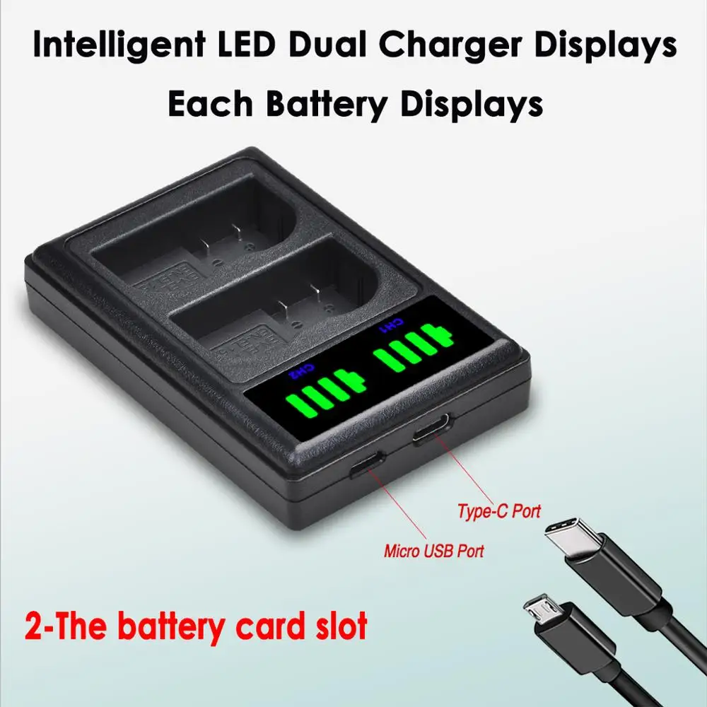 

4Pcs 2000mAh EN-EL15 EN-EL15A ENEL15 Battery + Type-C LED Charger for Nikon EN EL15 EL15A , D600 D610 D600E D800 D800E D810 D700