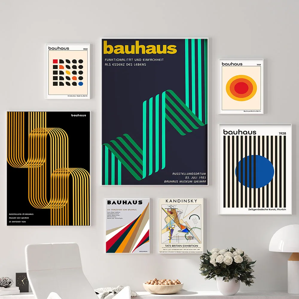 

Bauhaus Exhibition Unique Geometric Poster Minimalist Art Canvas Print Abstract Painting Wall Painting Living Room Home Decorati