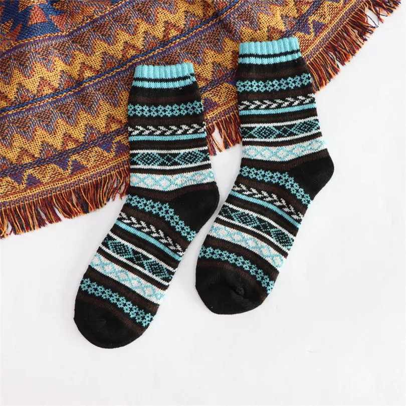 

NDUCJSI Keep Warm Men TheHeritageSock Geometric Lattice Colorful Female Winter Wool Women Long Free Size Thick Christmas Gift
