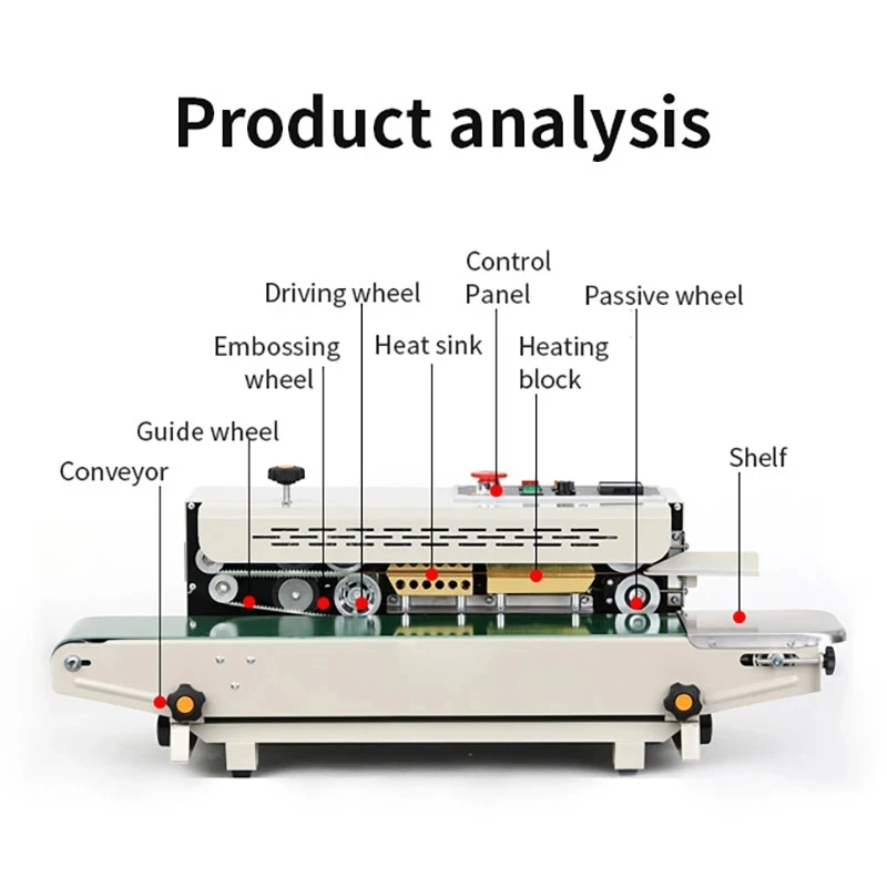 

FR-880 Continuous Automatic film sealing machine aluminum foil bag edge sealer food packaging machine 220V Plastic Snack Sealing