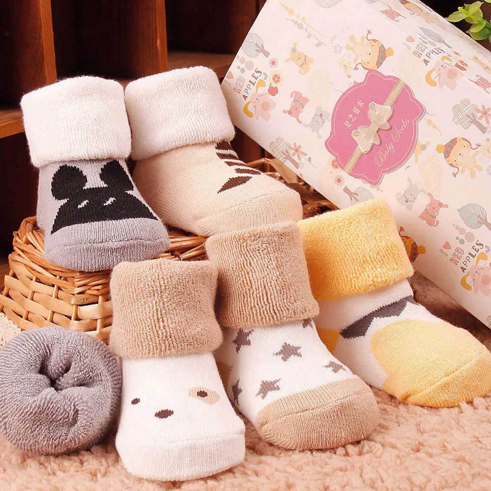 Kids Infant Toddler Baby Boys Girls Cartoon Animals Anti-slip Knitted Warm Socks For Non Slip | Детская одежда и обувь